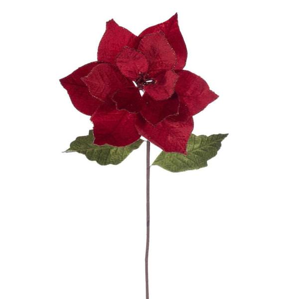 20" Red Classic Velvet Poinsettia Artificial Flower Stem (4 Pack)