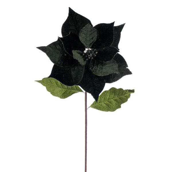 20" Green Classic Velvet Poinsettia Artificial Flower Stem (4 Pack)
