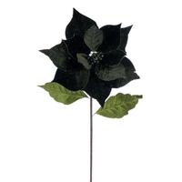 Vickerman 20" Green Classic Velvet Poinsettia Artificial Flower Stem (4 Pack)