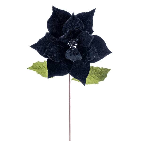 20" Black Classic Velvet Poinsettia Artificial Flower Stem (4 Pack)