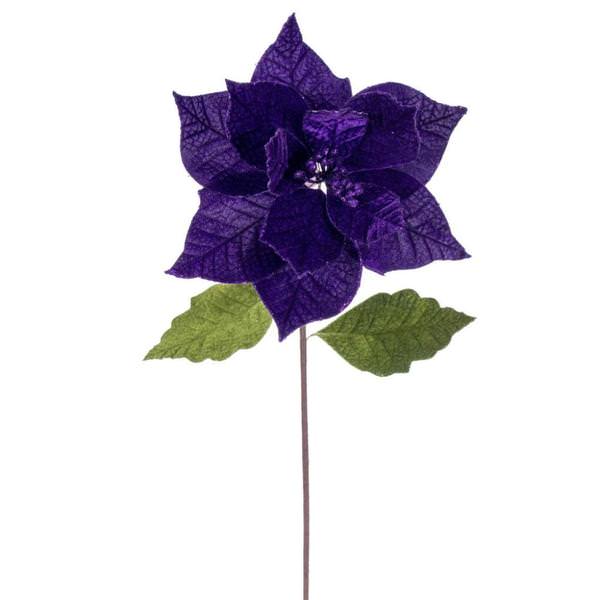 20" Plum Classic Velvet Poinsettia Artificial Flower Stem (4 Pack)