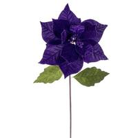 Vickerman 20" Plum Classic Velvet Poinsettia Artificial Flower Stem (4 Pack)