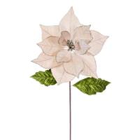 Vickerman 20" Champagne Classic Velvet Poinsettia Artificial Flower Stem (4 Pack)