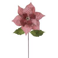 Vickerman 20" Rose Gold Classic Velvet Poinsettia Artificial Flower Stem (4 Pack)