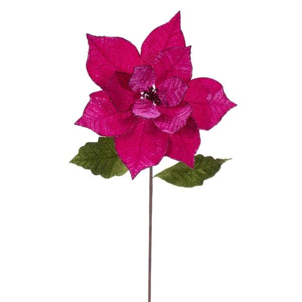 20" Fuchsia Classic Velvet Poinsettia Artificial Flower Stem (4 Pack)