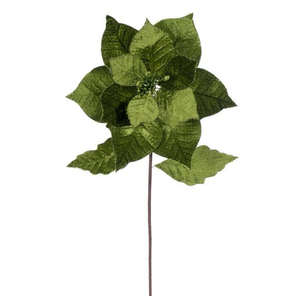 20" Lime Classic Velvet Poinsettia Artificial Flower Stem (4 Pack)