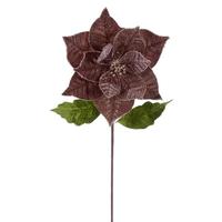 Vickerman 20" Mocha Classic Velvet Poinsettia Artificial Flower Stem (4 Pack)