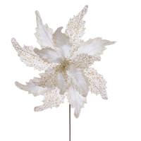 Vickerman 20" Cream Grand Velvet Poinsettia Artificial Flower Stem (2 Pack)