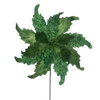 Vickerman 20" Green Grand Velvet Poinsettia Artificial Flower Stem (2 Pack)