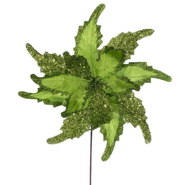 20" Lime Grand Velvet Poinsettia Artificial Flower Stem (2 Pack)
