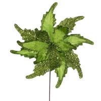 Vickerman 20" Lime Grand Velvet Poinsettia Artificial Flower Stem (2 Pack)