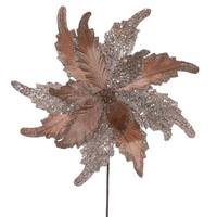 Vickerman 20" Mocha Grand Velvet Poinsettia Artificial Flower Stem (2 Pack)