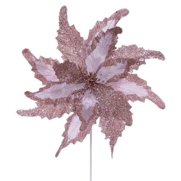 20" Pink Grand Velvet Poinsettia Artificial Flower Stem (2 Pack)
