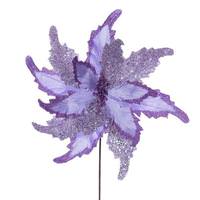 Vickerman 20" Lavender Grand Velvet Poinsettia Artificial Flower Stem (2 Pack)