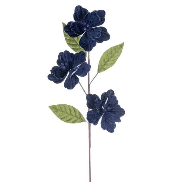 28" Midnight Blue Velvet Razor Amaryllis Artificial Flower Stem (3 Pack)