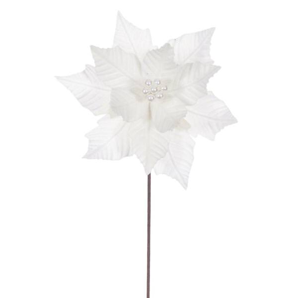 20" Cream Velvet Razor Poinsettia Artificial Spray (4 Pack)