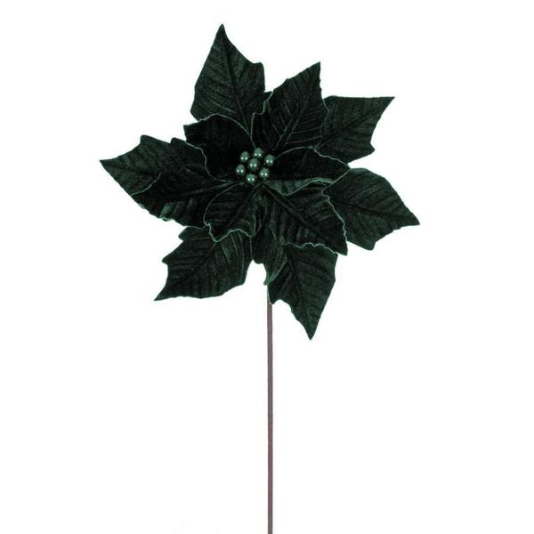 20" Green Velvet Razor Poinsettia Artificial Spray (4 Pack)