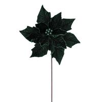 Vickerman 20" Green Velvet Razor Poinsettia Artificial Spray (4 Pack)