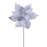 Vickerman 20" Silver Velvet Razor Poinsettia Artificial Spray (4 Pack)