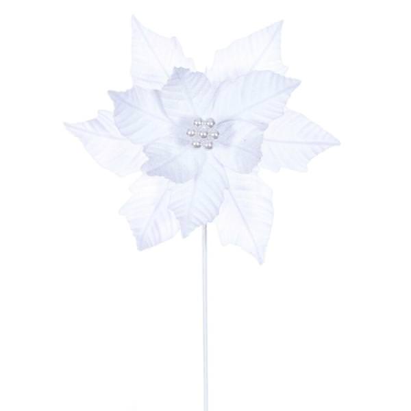 20" White Velvet Razor Poinsettia Artificial Spray (4 Pack)