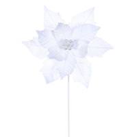 Vickerman 20" White Velvet Razor Poinsettia Artificial Spray (4 Pack)
