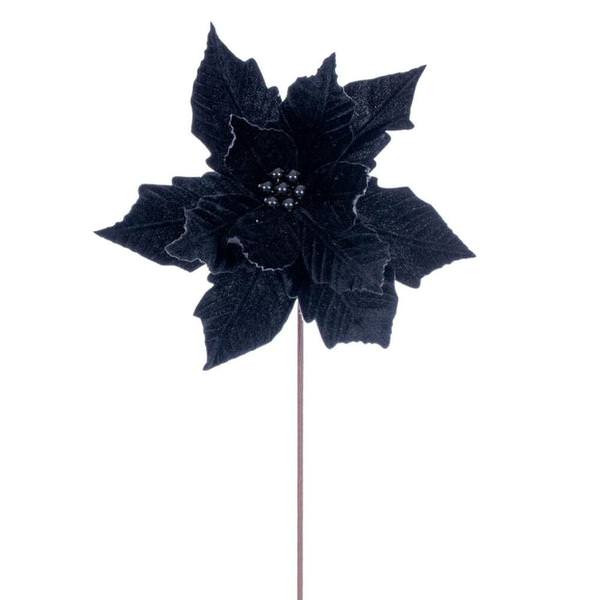 20" Black Velvet Razor Poinsettia Artificial Spray (4 Pack)