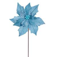 Vickerman 20" Baby Blue Velvet Razor Poinsettia Artificial Spray (3 Pack)