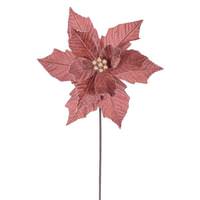 Vickerman 20" Rose Gold Velvet Razor Poinsettia Artificial Spray (4 Pack)