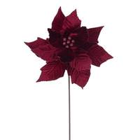 Vickerman 20" Burgundy Velvet Razor Poinsettia Artificial Spray (4 Pack)