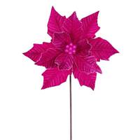 Vickerman 20" Fuchsia Velvet Razor Poinsettia Artificial Spray (4 Pack)