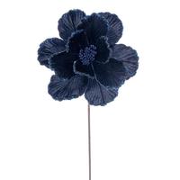 Vickerman 20" Midnight Blue Velvet Magnolia Artificial Spray (3 Pack)