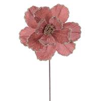 Vickerman 20" Rose Gold Velvet Magnolia Artificial Spray (3 Pack)