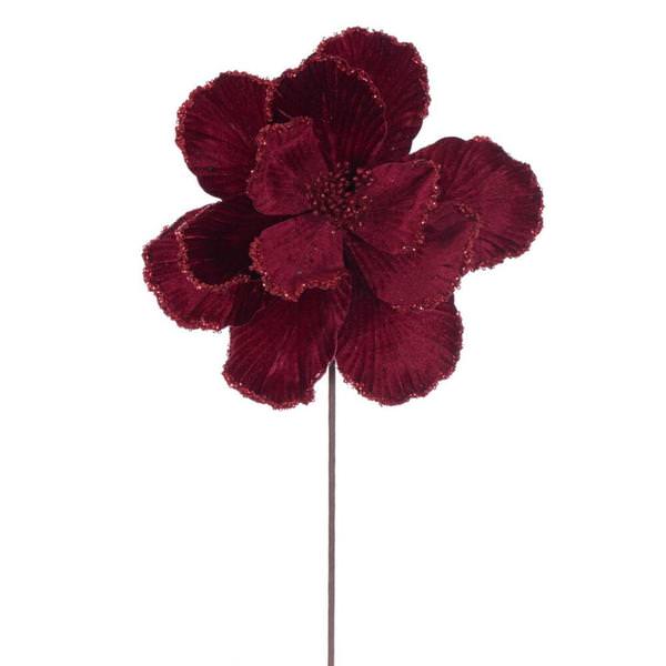 20" Burgundy Velvet Magnolia Artificial Spray (3 Pack)