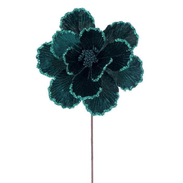 20" Midnight Green Velvet Magnolia Artificial Spray (3 Pack)