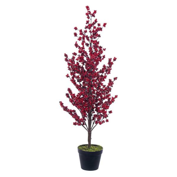 39" Potted Red Berry Artificial Tree