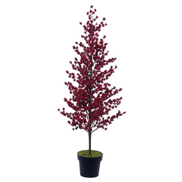 51" Potted Red Berry Artificial Tree