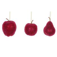 Vickerman 3.5"-4.5" Red Beaded Fruit Christmas Ornament Assortment (3 Pack)