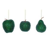 Vickerman 3.5"-4.5" Green Beaded Fruit Christmas Ornament Assortment (3 Pack)
