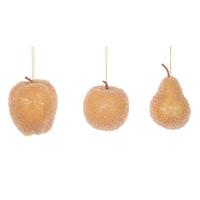Vickerman 3.5"-4.5" Gold Beaded Fruit Christmas Ornament Assortment (3 Pack)