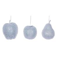 Vickerman 3.5"-4.5" Silver Beaded Fruit Christmas Ornament Assortment (3 Pack)