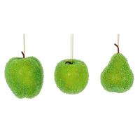 Vickerman 3.5"-4.5" Celadon Beaded Fruit Christmas Ornament Assortment (3 Pack)