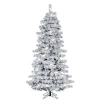 Vickerman 6.5' x 44" Flocked Slim Alaskan 485 Warm White Lights Artificial Christmas Tree