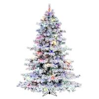 Vickerman 7.5' x 68" Flocked Alaskan 800 Light Multi-Color Artificial Christmas Tree 