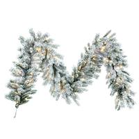 Vickerman 9' x 14" Flocked Utica Fir Artificial Christmas Garland 100 Warm White LED Lights 
