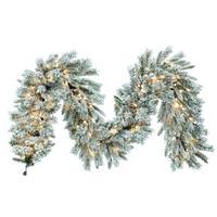 Vickerman 9' x 18" Flocked Utica Fi Pre-Lit Artificial Christmas Garland 150 Warm White LED Lights 