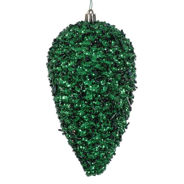 7" Green Glitter Blue Christmas Ornament (4 Pack)