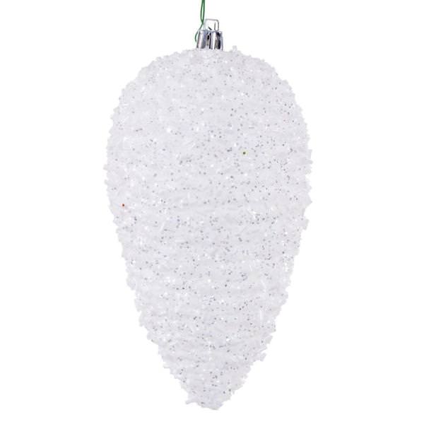 7" White Glitter Blue Christmas Ornament (4 Pack)