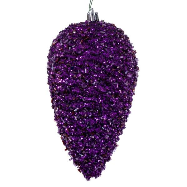 7" Plum Glitter Blue Christmas Ornament (4 Pack)