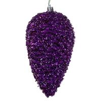 Vickerman 7" Plum Glitter Blue Christmas Ornament (4 Pack)