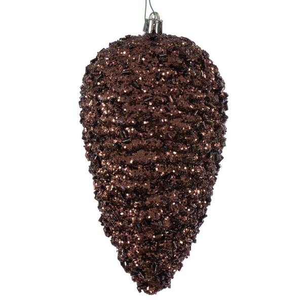 7" Mocha Glitter Blue Christmas Ornament (4 Pack)